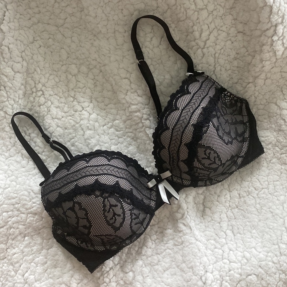 Pleasure State White Label Black Lace Underwire Bra 34C